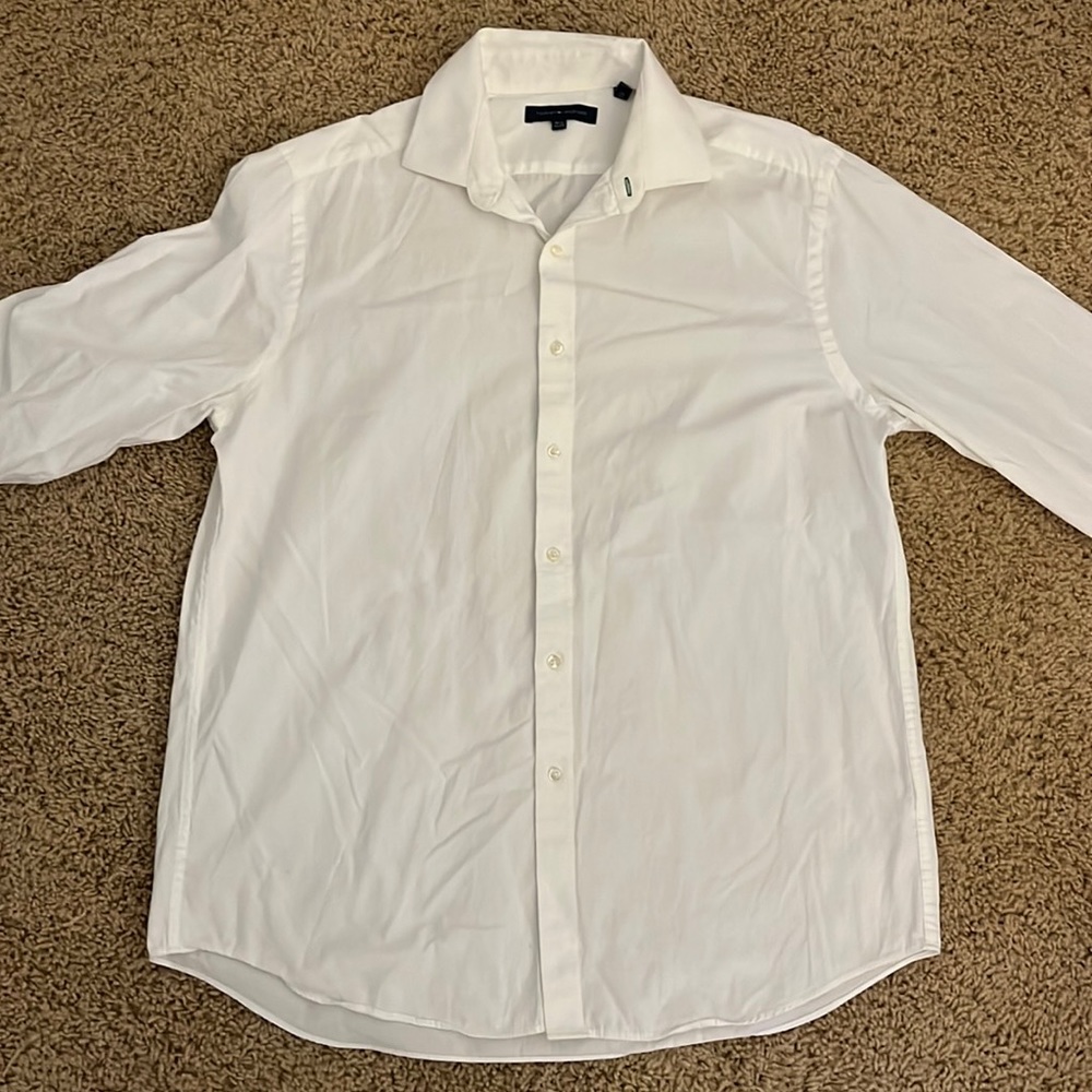 Mens Tommy Hilfiger white dress shirt size large 16 1/2 34-35